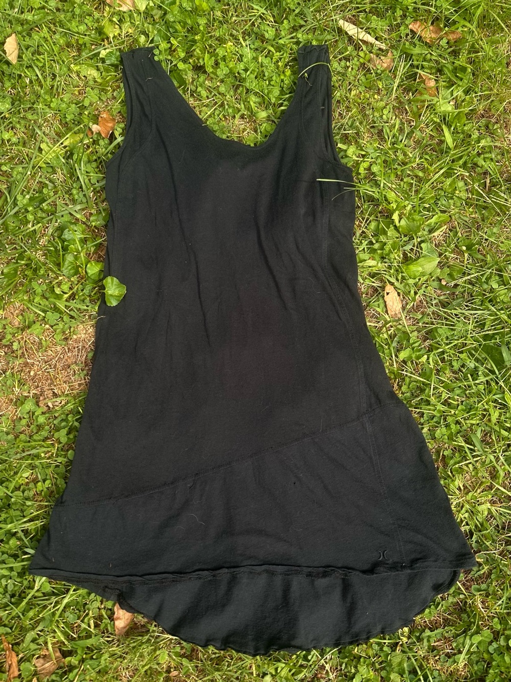 Y2K Whimsigoth Grunge Cotton Blend Hurley Black Sleeveless Tank Dress